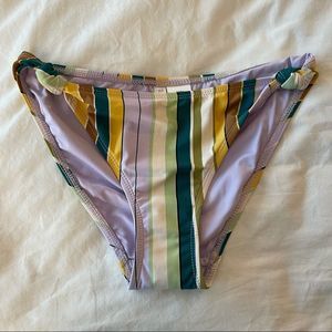 NWOT Studio Anne Cole Striped Bikini Bottoms with Knot Detail Purple White Green
